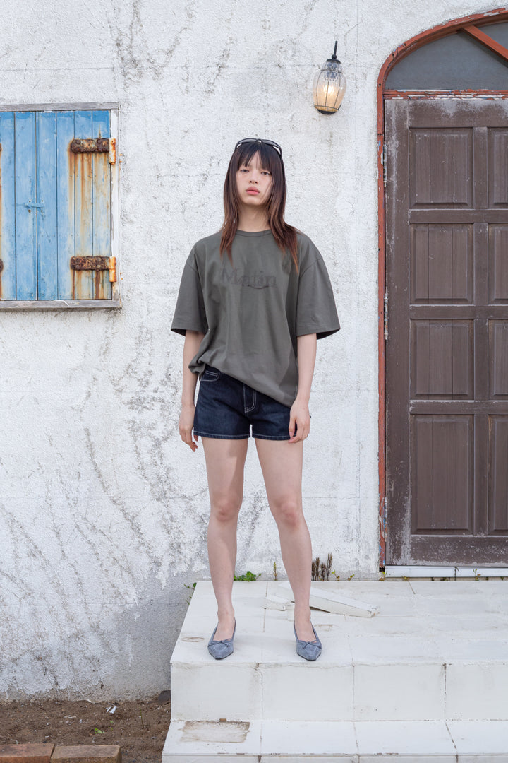 Matin Kim Stitch Point Denim Shorts — Black