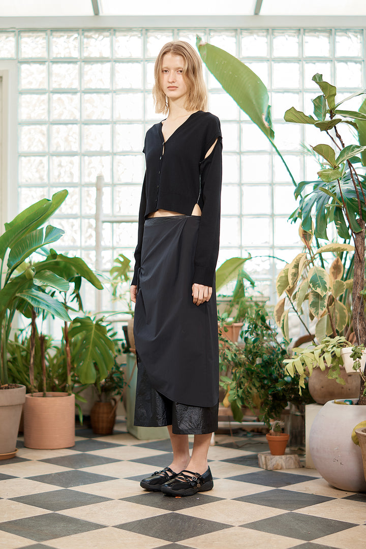 Matin Kim Slit Detail Button Cardigan — Black