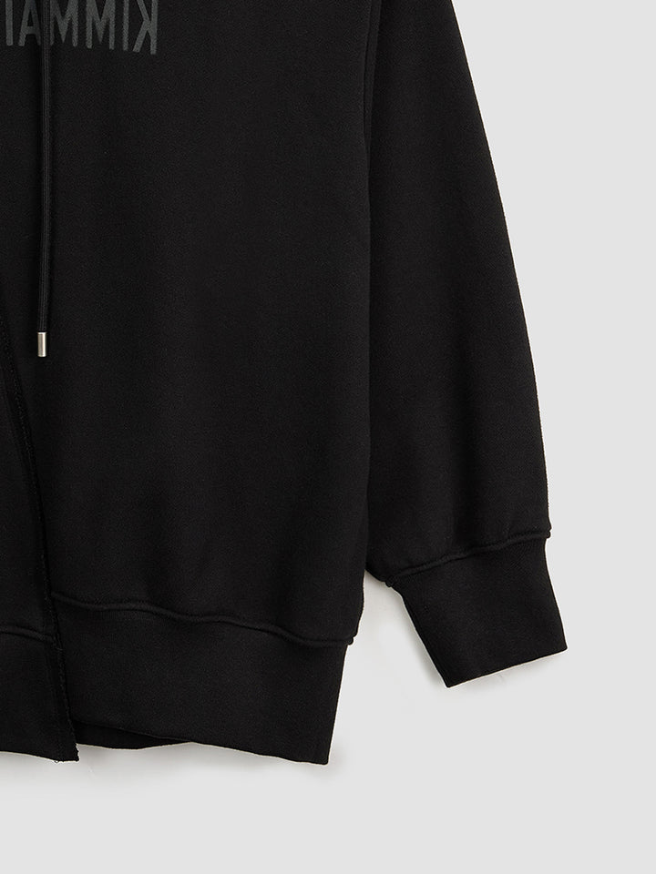 KIMMATIN Blurred Logo Raw Cut Oversize Hoody — Black