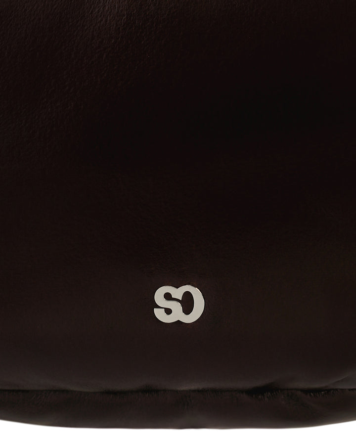 Stand Oil Bubble Bag — Padded Oblong Crossbody — Leathery Maroon