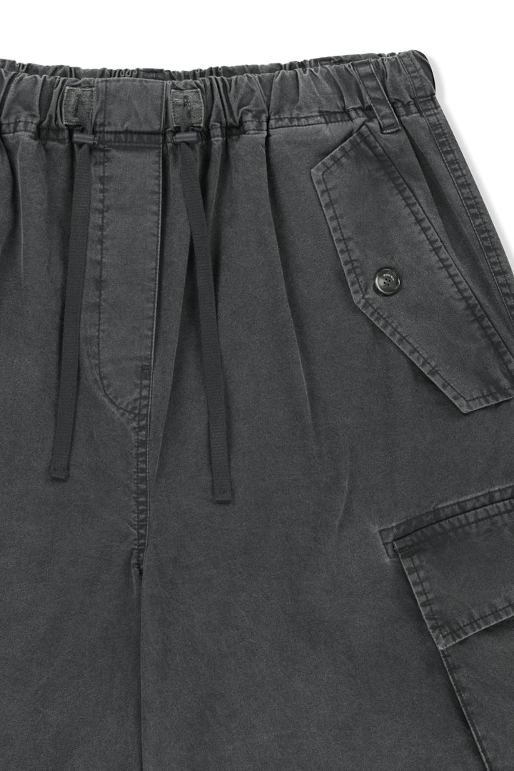 Matin Kim Washed Cotton Patch Pocket Bermudas — Charcoal