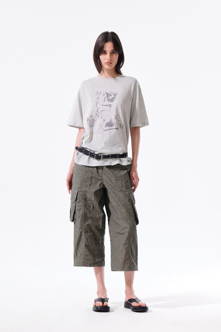 Matin Kim Portrait Graffiti Logo Top — Light Grey