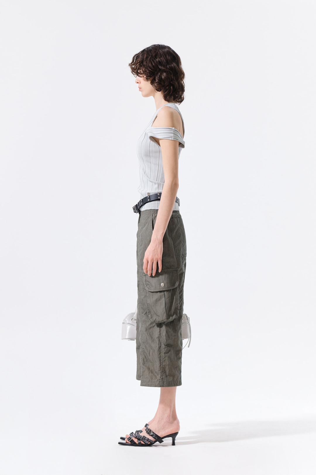 Matin Kim Cut Out Sleeveless Knit Top — Light Grey