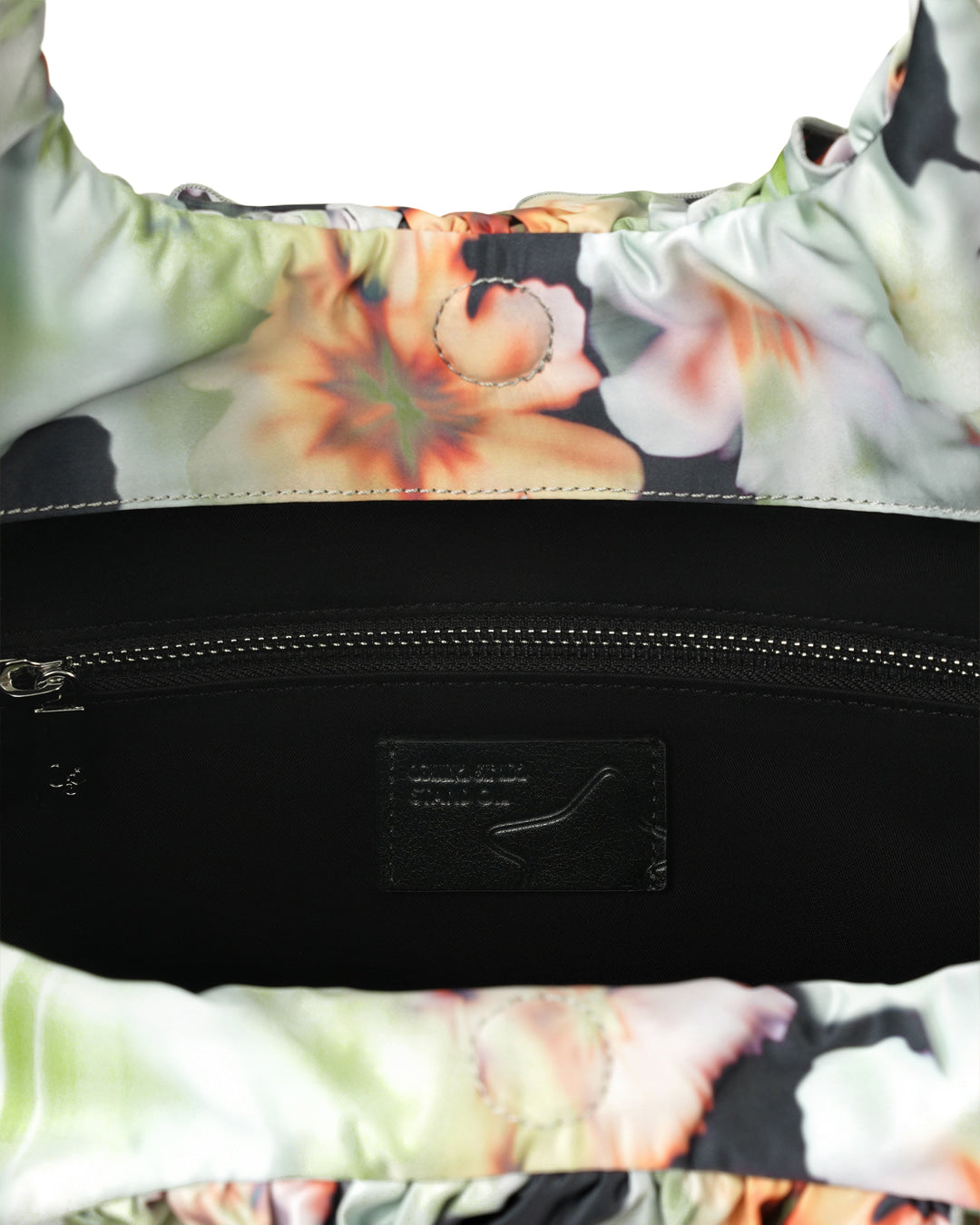 Stand Oil Cloud Ringo Bag — Pleated Shoulder — Orange Blur Floral