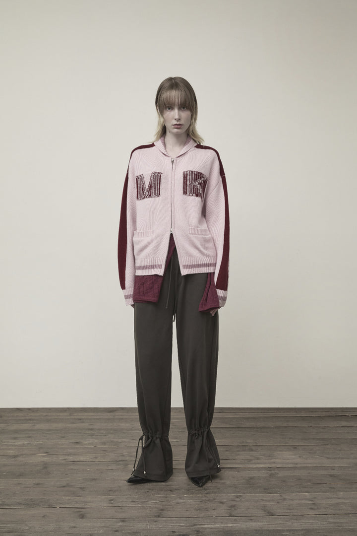Matin Kim Initial Knit Zip Up — Pink
