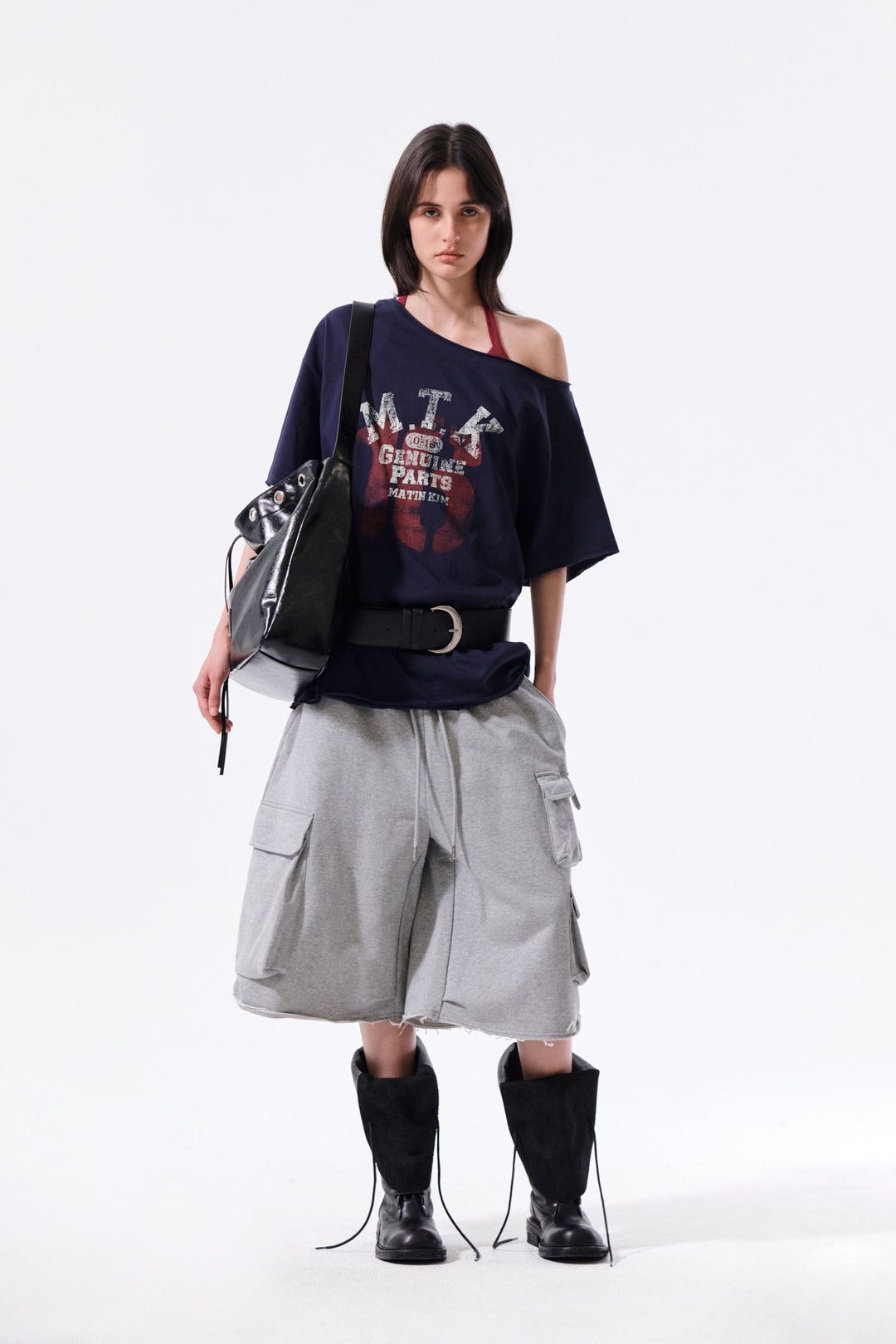 Matin Kim Terry Utility Pocket Bermuda — Gray