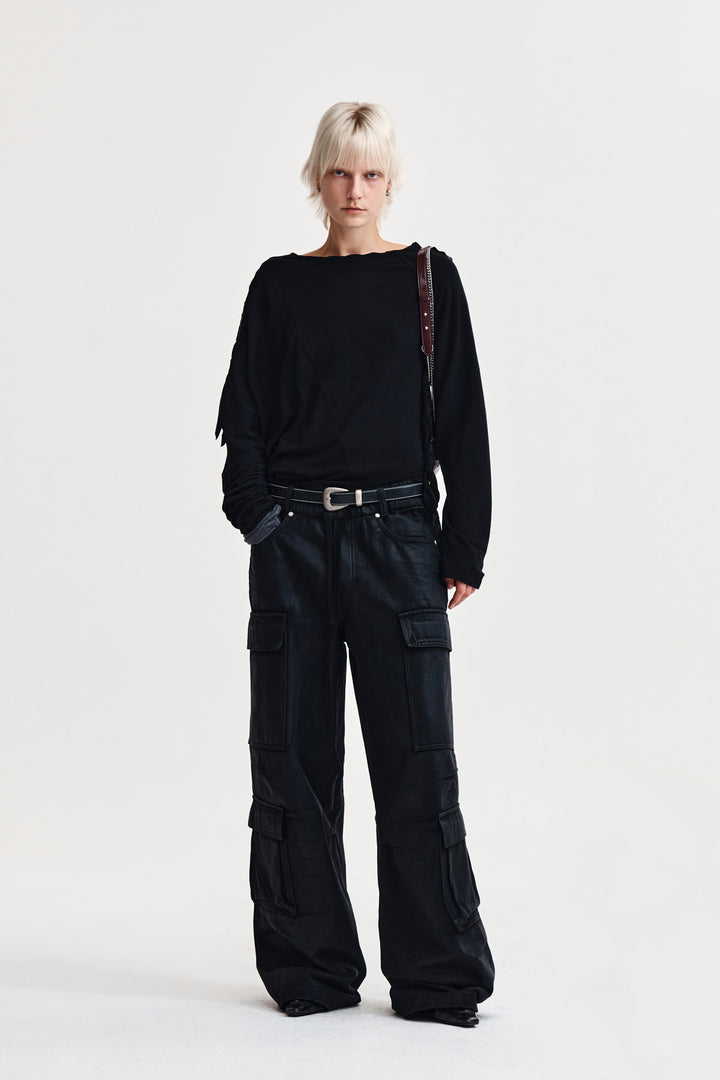 Matin Kim Weaving Long Sleeve Top — Black