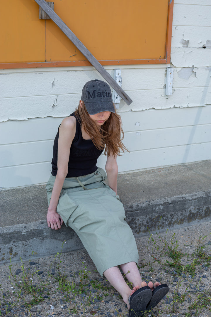 Matin Kim String Nylon Cargo Skirt — Khaki
