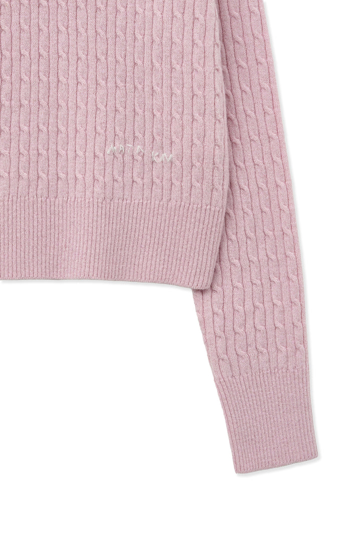 Matin Kim Shiny Cable Pullover — Pink