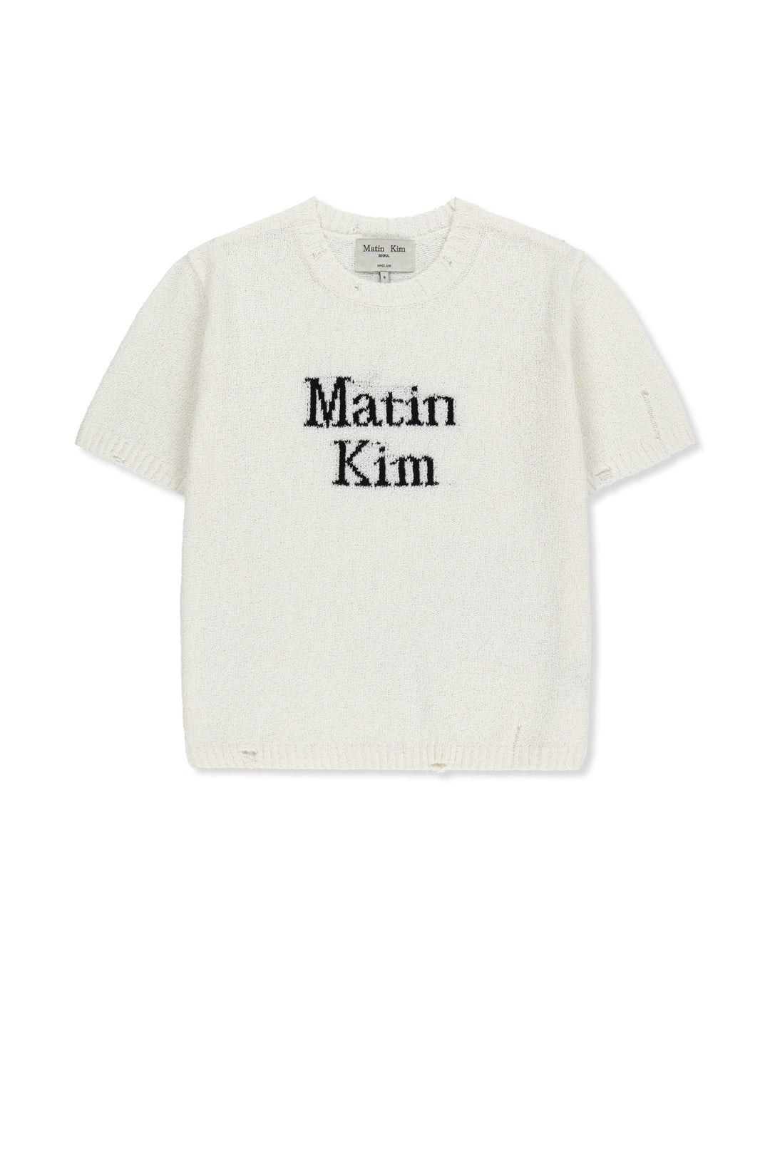 Matin Kim Half Sleeve Logo Pullover — White