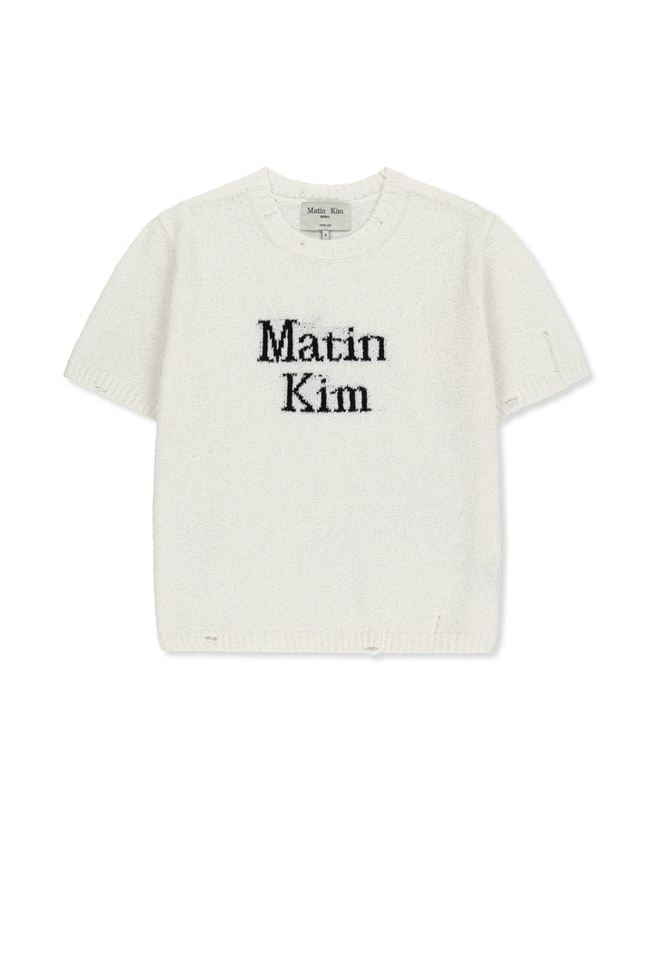 Matin Kim Half Sleeve Logo Pullover — White