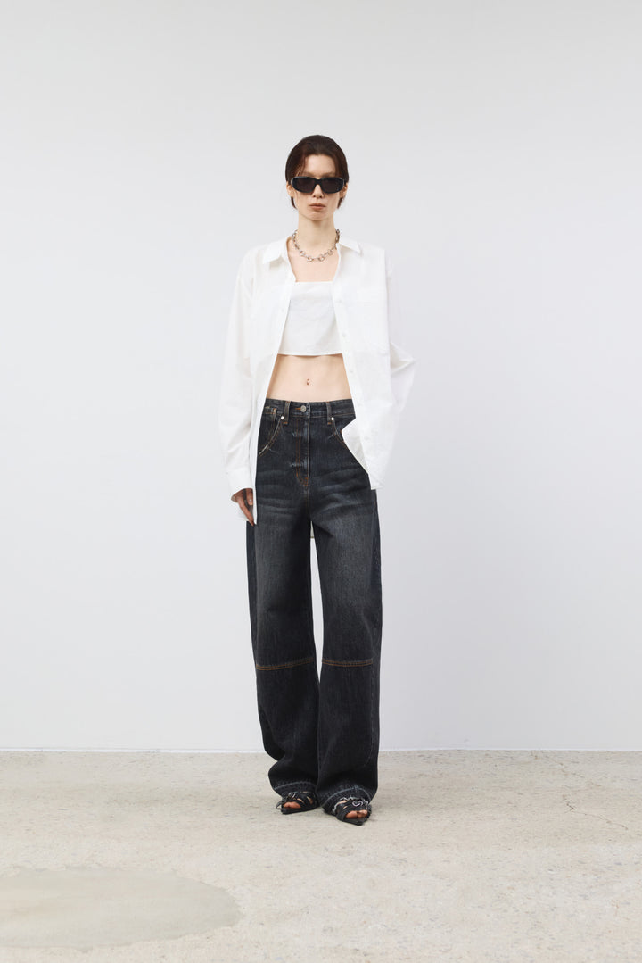 KIMMATIN Twisted Seam Denim — Dark — Gray