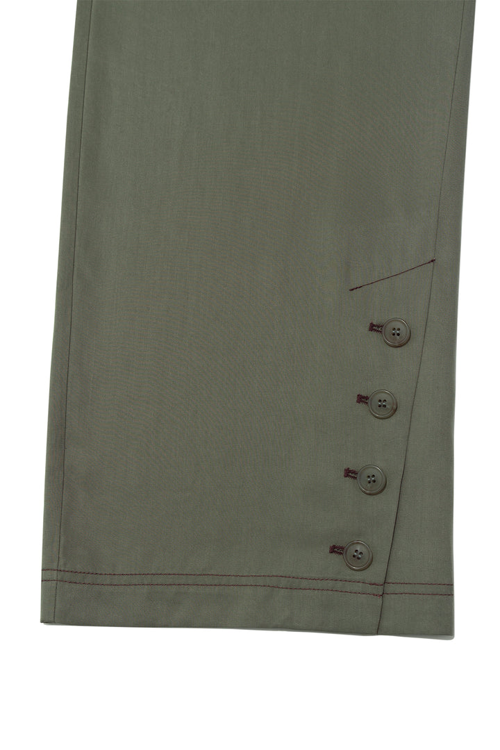 Matin Kim Button Point String Wide Pants — Khaki