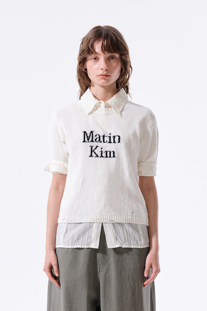 Matin Kim Half Sleeve Logo Pullover — White