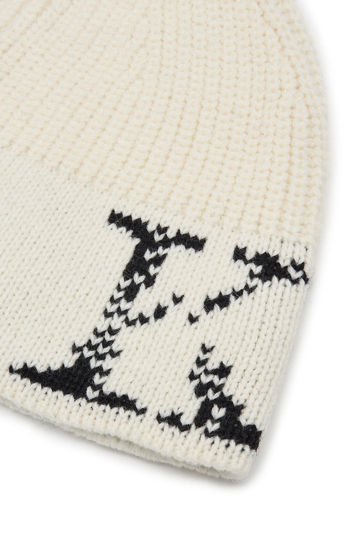 Matin Kim Cracked Logo Bucket Beanie — Ivory
