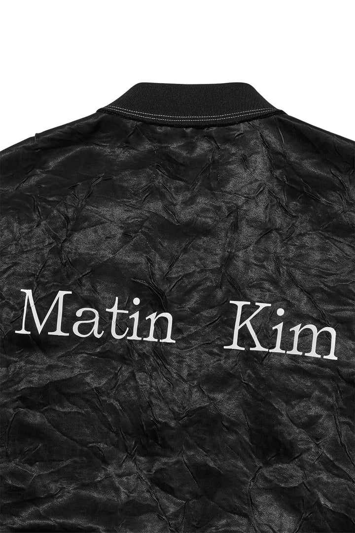 Matin Kim Back Logo Crinkle Blouson — Black