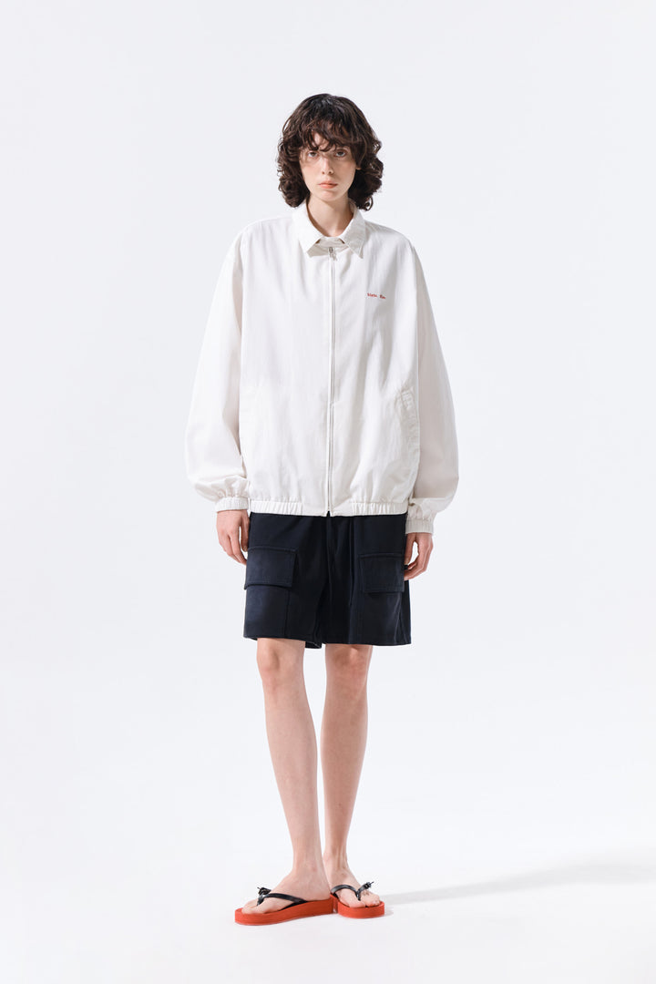 Matin Kim Small Logo Cotton Zip Up Jumper — White