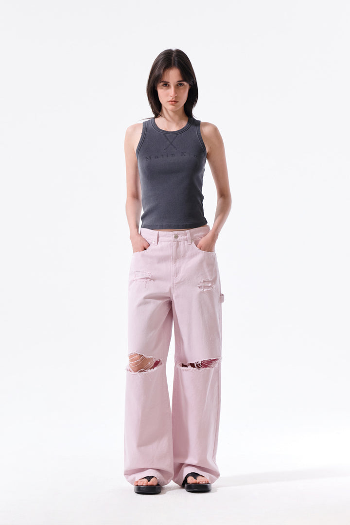Matin Kim Destroyed Color Dyeing Denim — Pink