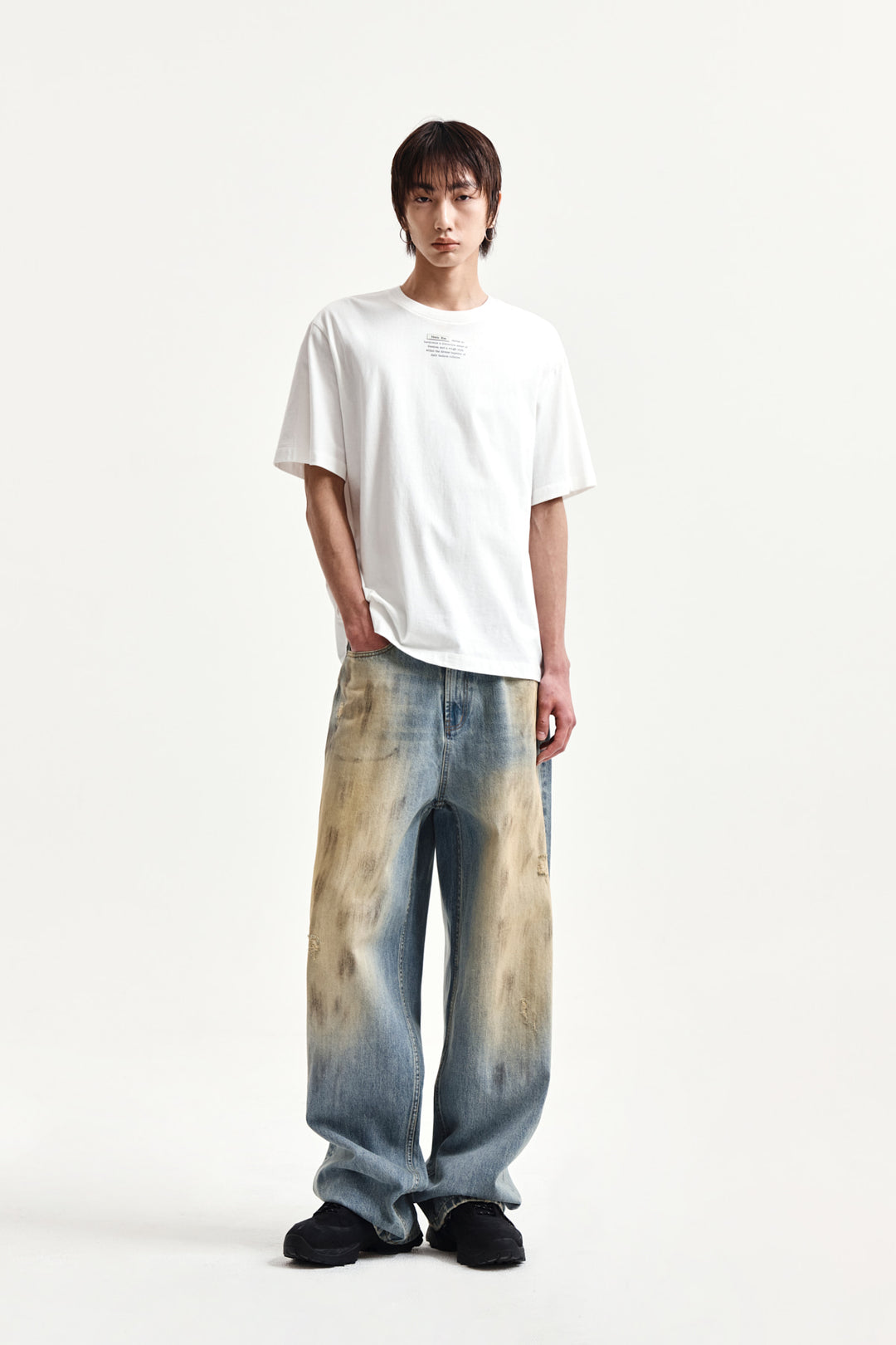 Matin Kim Label Point Lettering Top — White