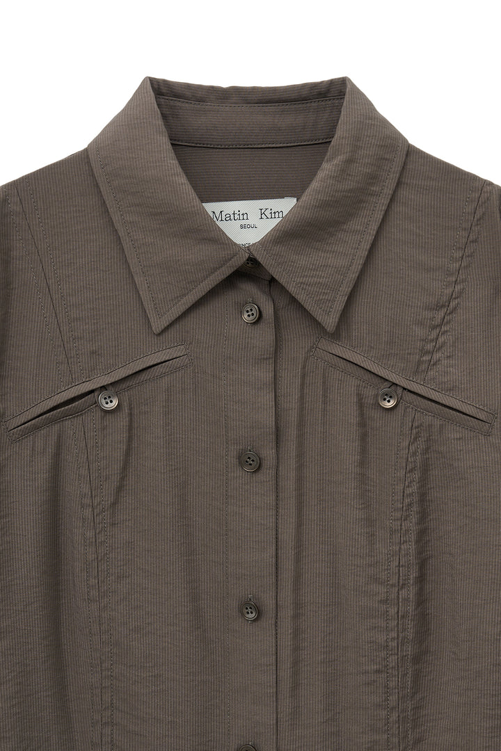 Matin Kim Pocket Line Point Shirt — Brown