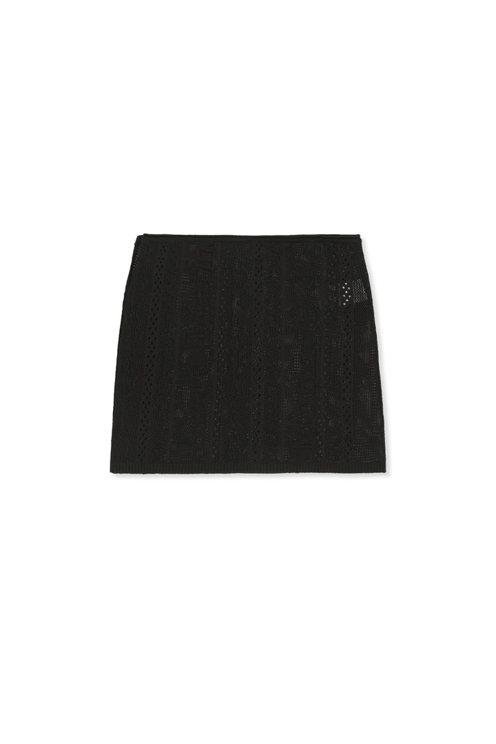 Matin Kim Mesh Logo Wrap Mini Skirt — Black