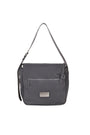 Matin Kim Embossed Logo Nylon Shoulder Bag — Charcoal