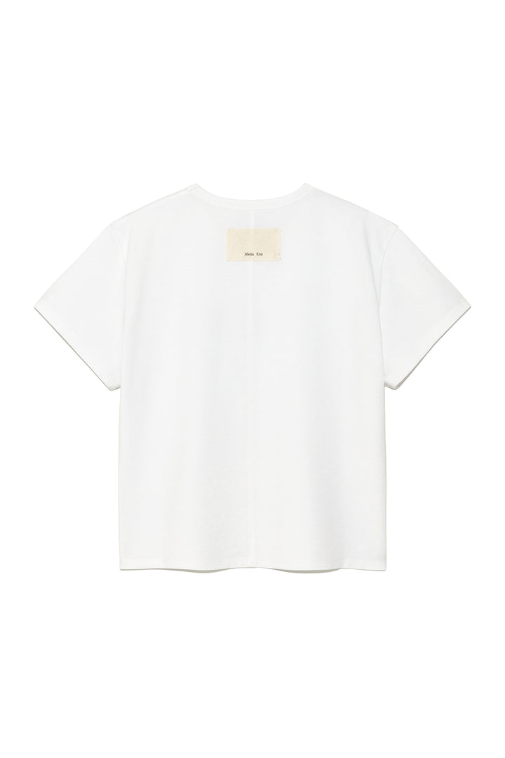 Matin Kim Stitch Printing Detail Crop Top — White