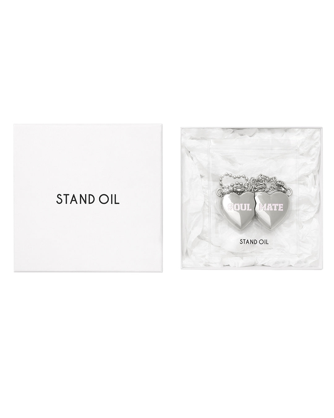 Stand Oil Bestie Keyring — Magnetic Heart Charm — Silver