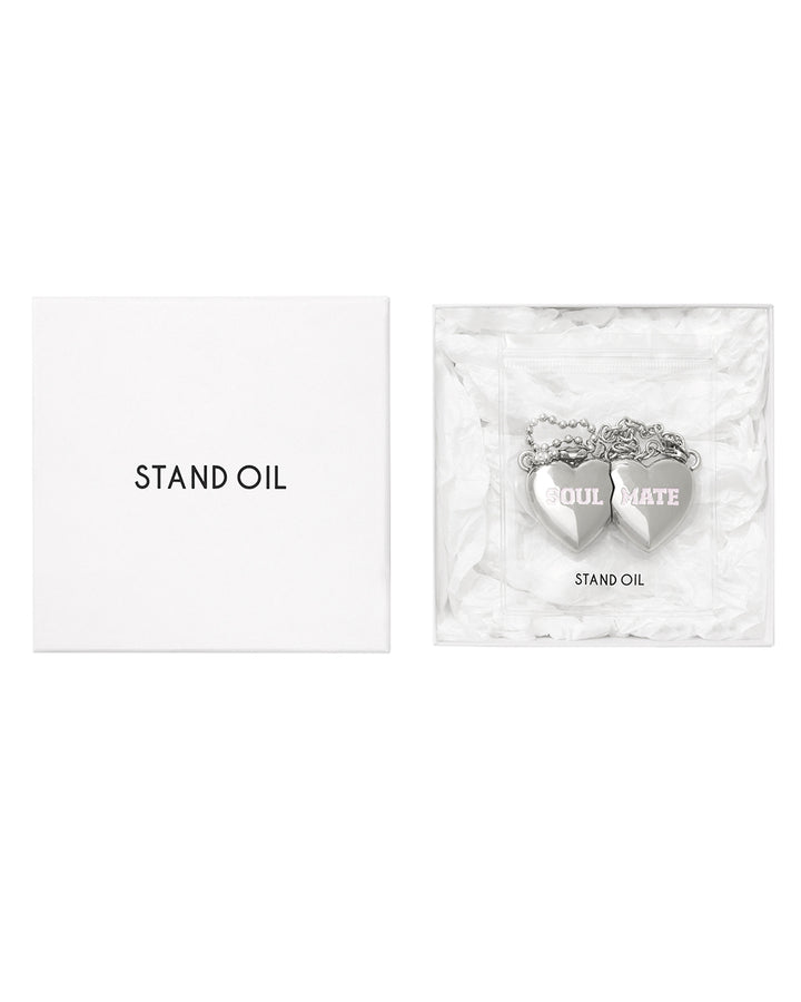 Stand Oil Bestie Keyring — Magnetic Heart Charm — Silver
