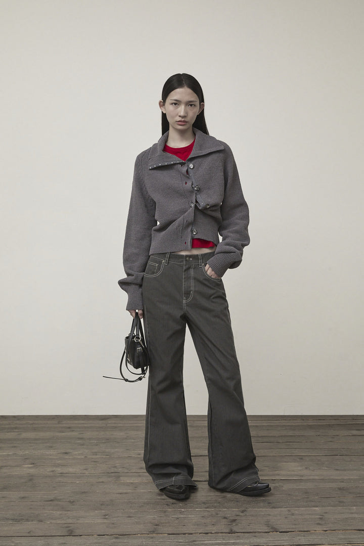 Matin Kim Hook Point Two Way Cross Cardigan — Gray