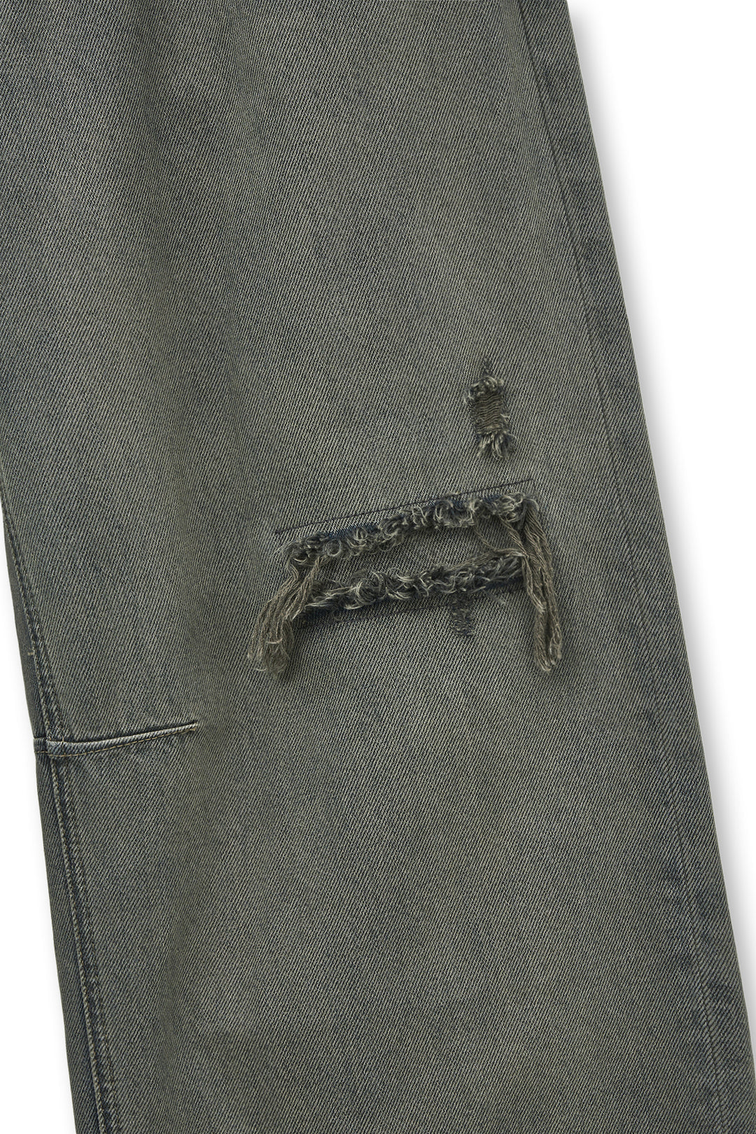 Matin Kim Back Logo Wide Denim — Smoke — Blue
