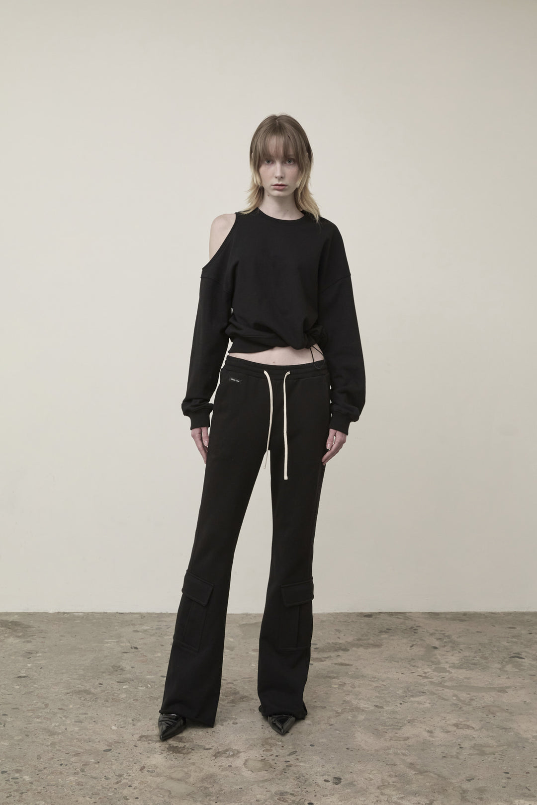 Matin Kim Boots Cut Slim Cargo Sweatpants — Black