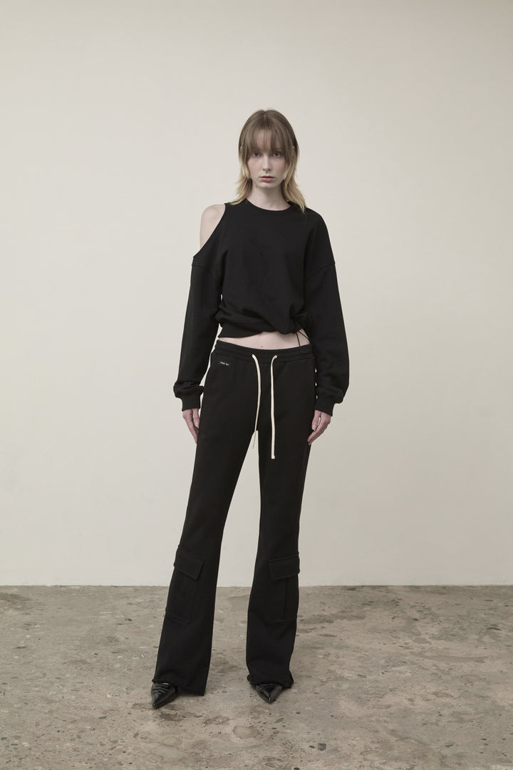 Matin Kim Boots Cut Slim Cargo Sweatpants — Black