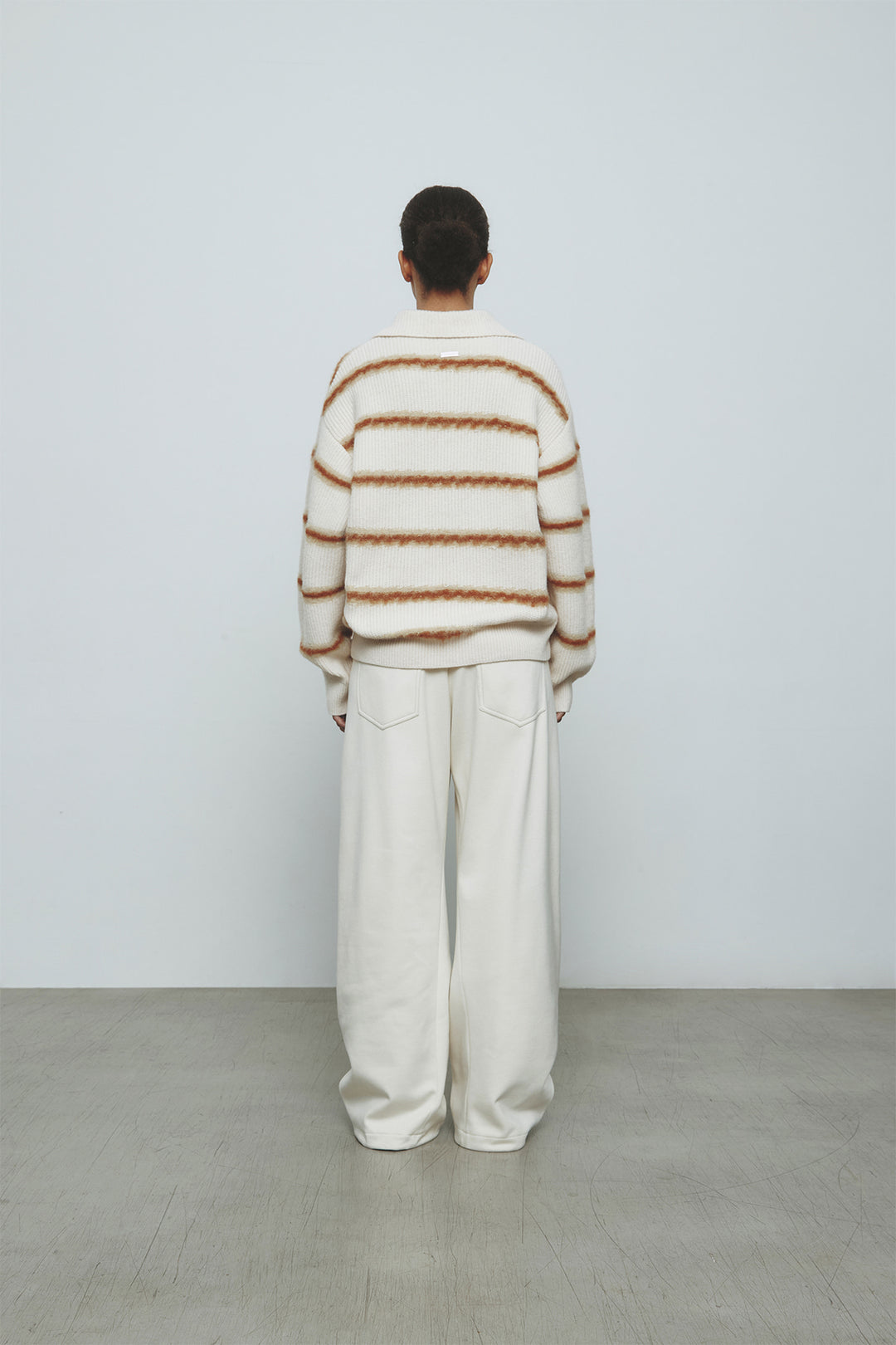 KIMMATIN Hairy Stripe Piqué Knit Top — Ivory