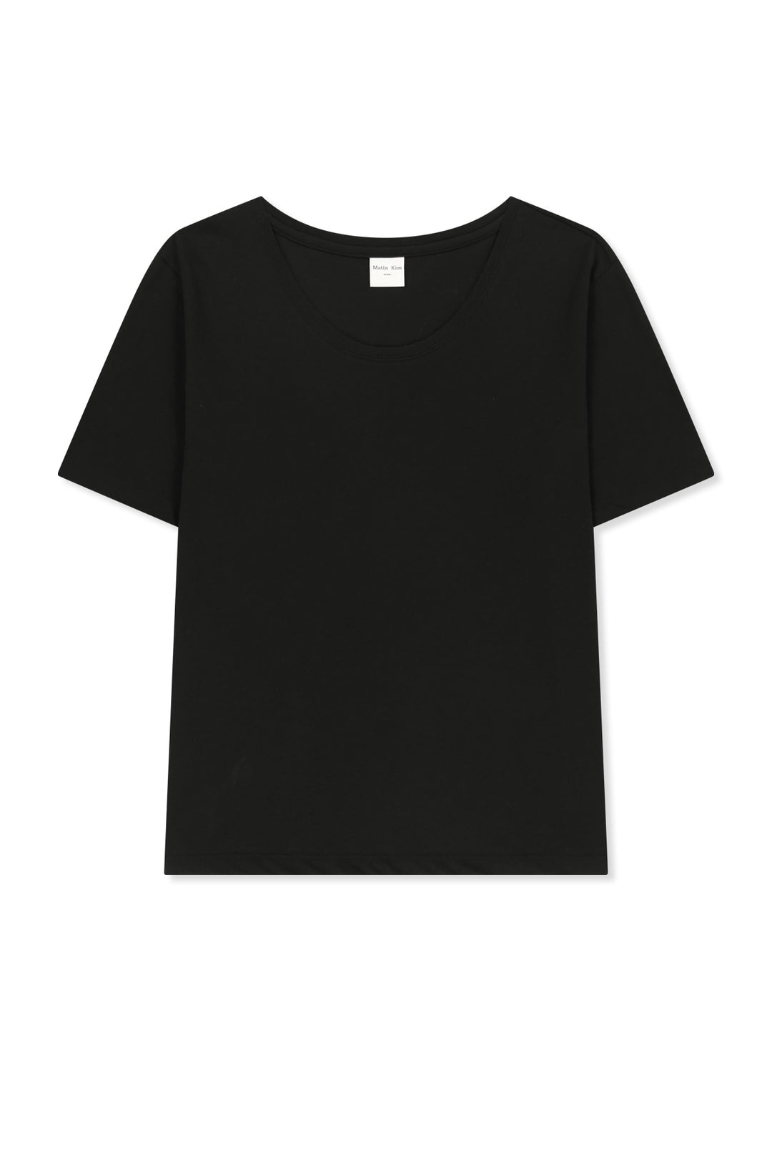 Matin Kim Label Point U Neck Top — Black