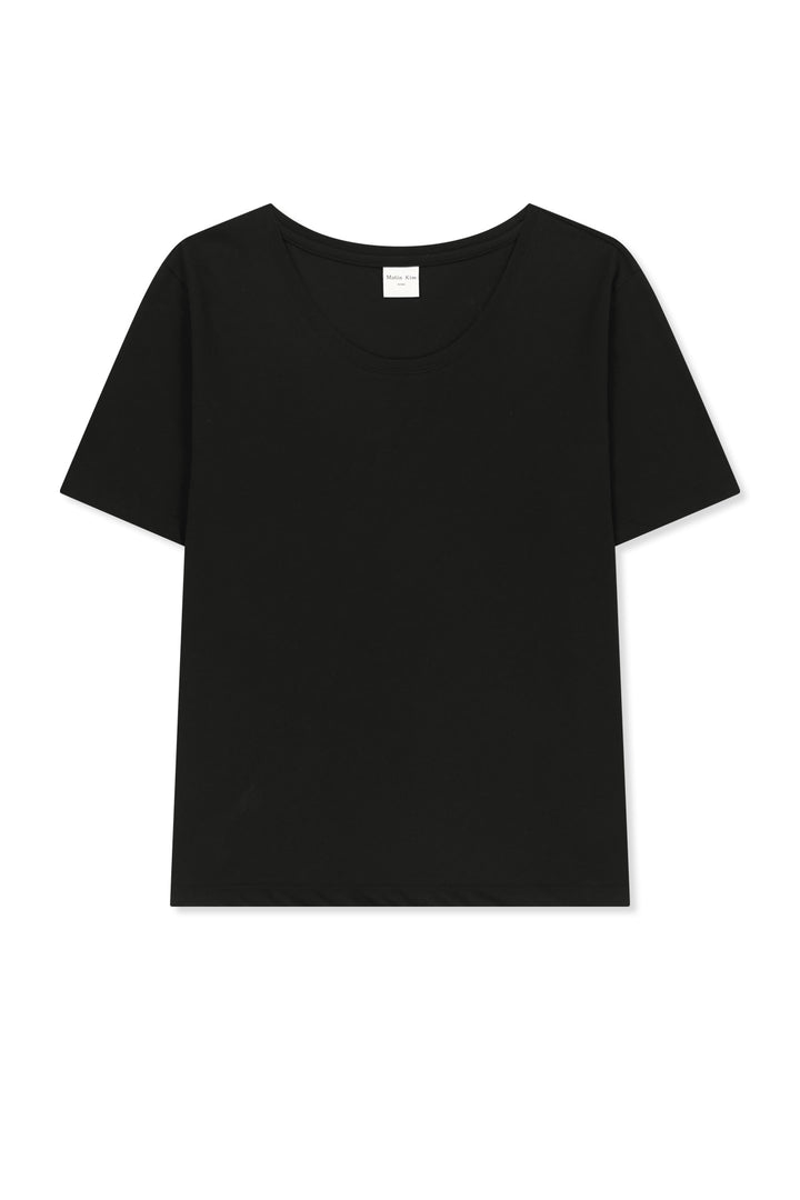 Matin Kim Label Point U Neck Top — Black