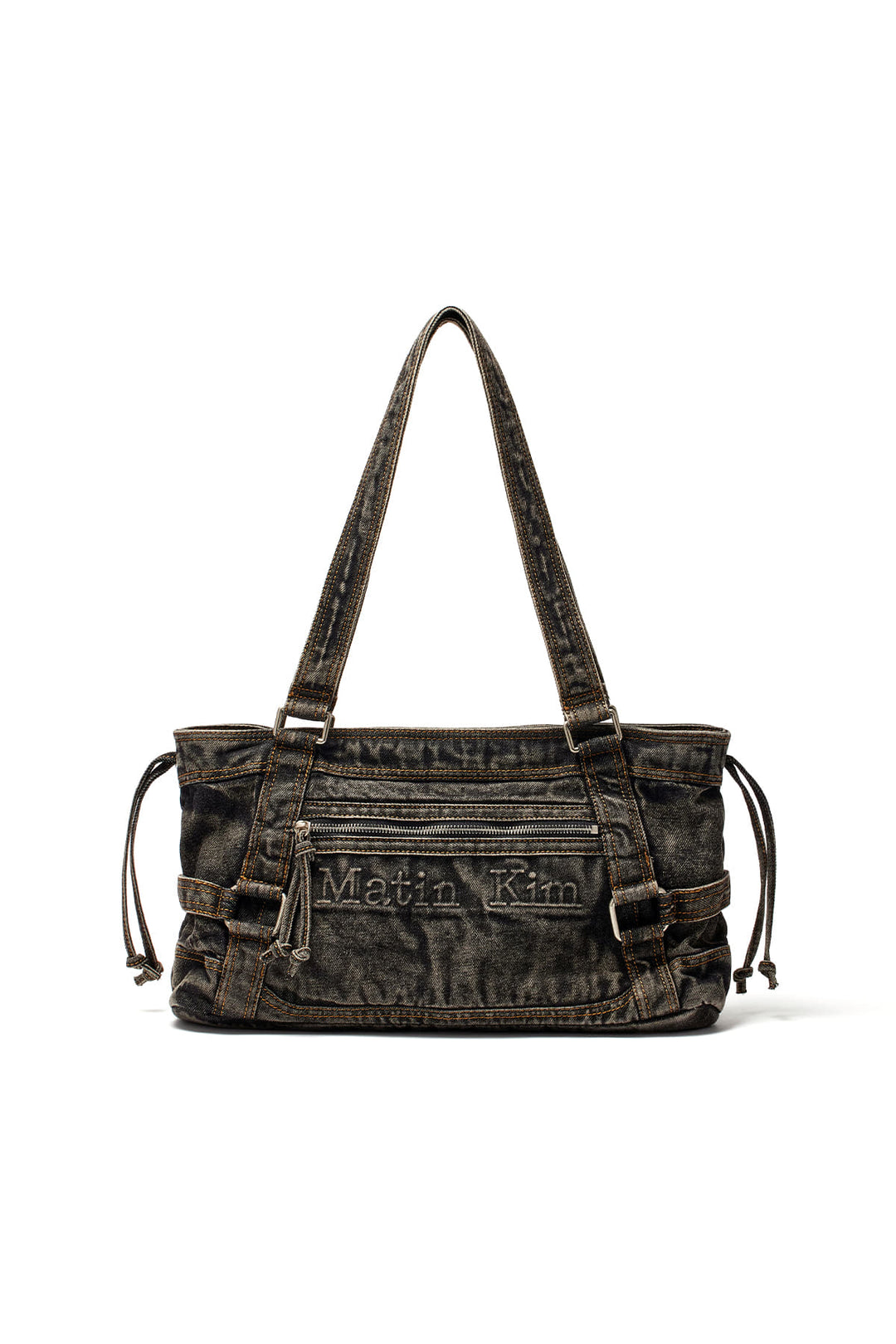 Matin Kim Washed Denim Square Bag — Black
