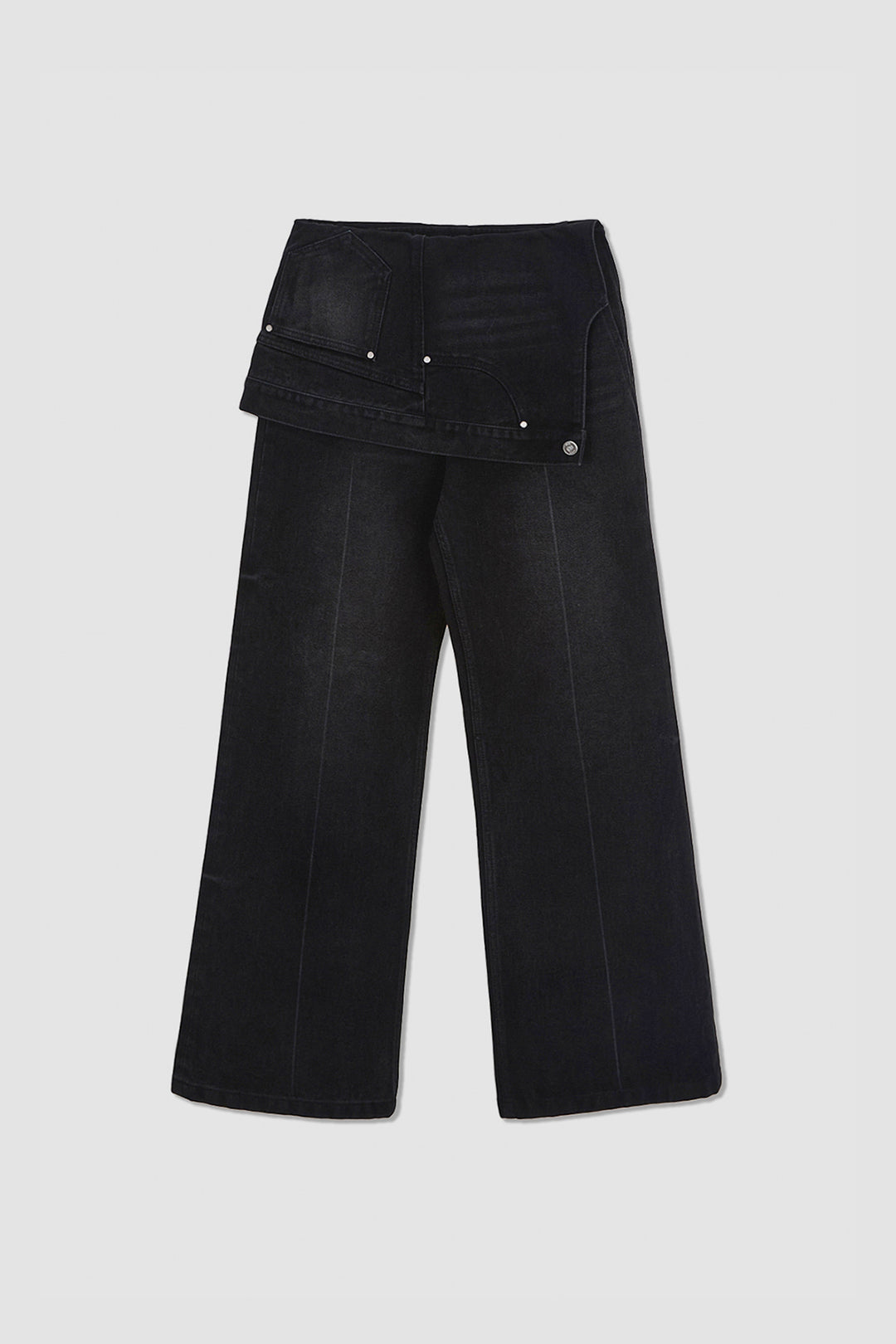KIMMATIN Upside Down Layered Denim Pants — Black