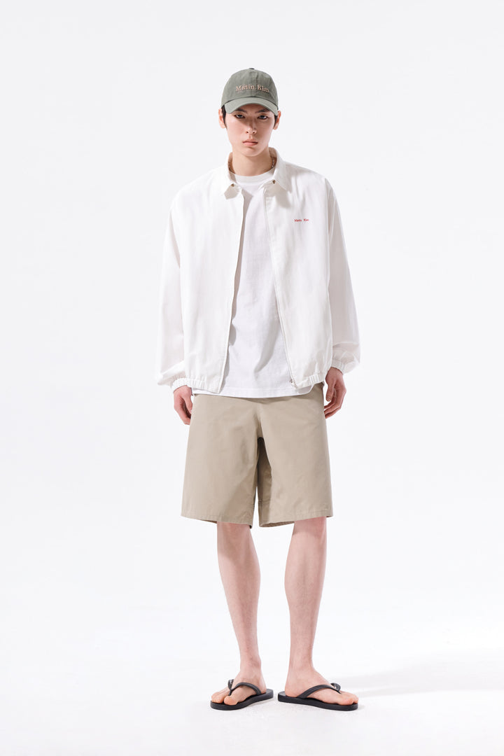 Matin Kim Small Logo Cotton Zip Up Jumper — White