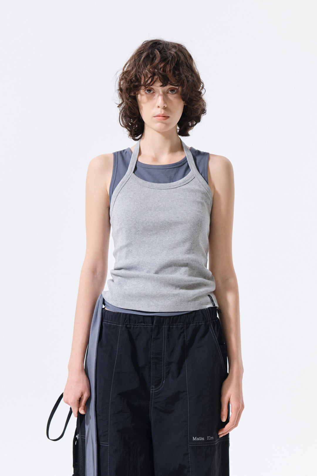 Matin Kim Label Detail Halter Tank — Gray