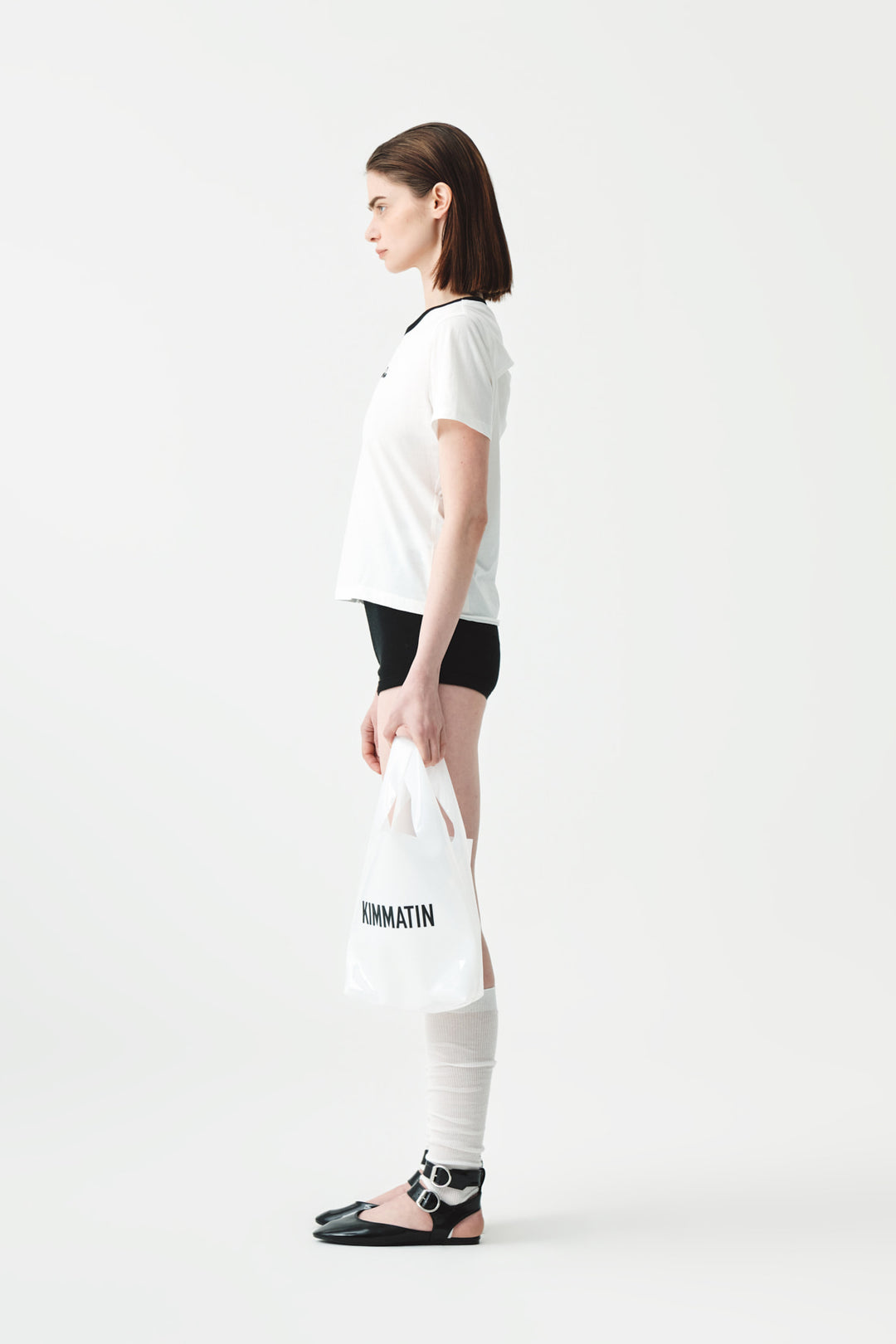 KIMMATIN Back Slit Slim Top — White