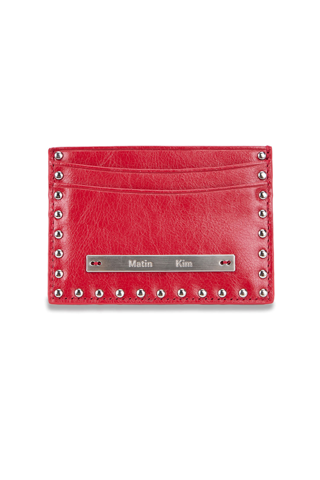 Matin Kim Western Stud Card Wallet — Red