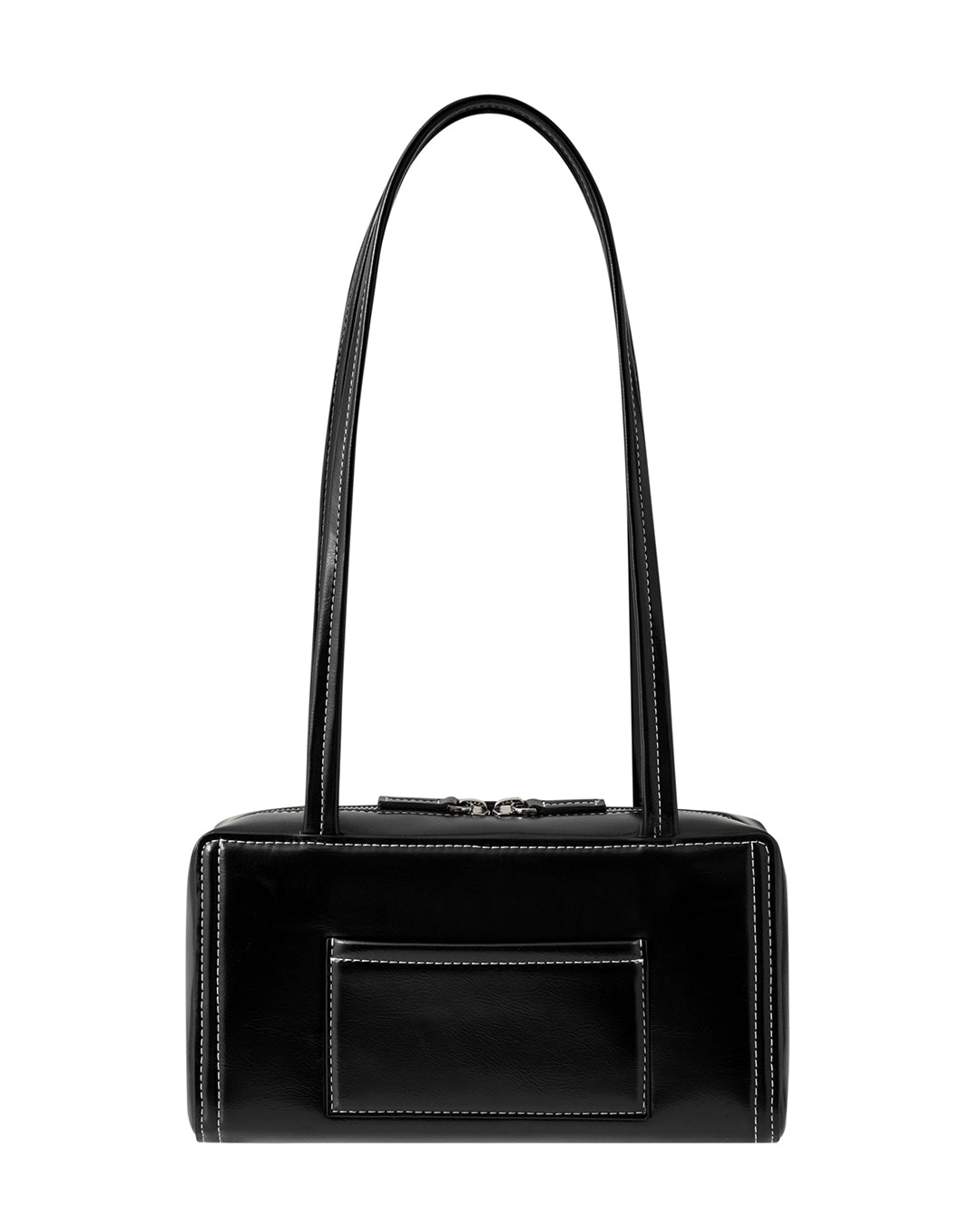 Stand Oil Post Bag — Square Box Shoulder Bag — Stitch Black
