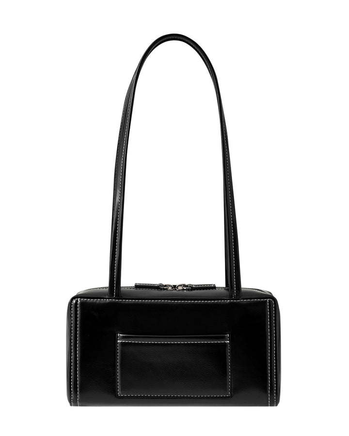 Stand Oil Post Bag — Square Box Shoulder Bag — Stitch Black