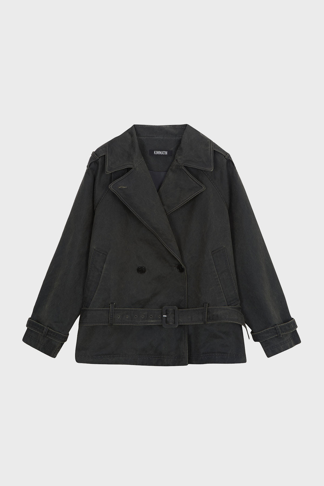 KIMMATIN Washed Trench Jacket — Khaki
