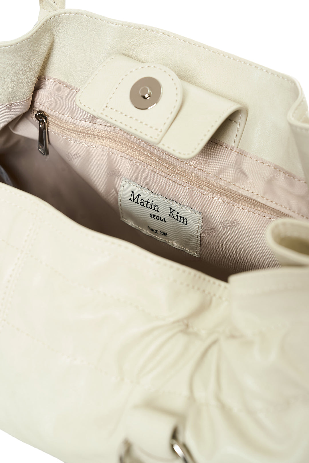 Matin Kim Shirring Tie Buckle Shoulder Bag — Beige