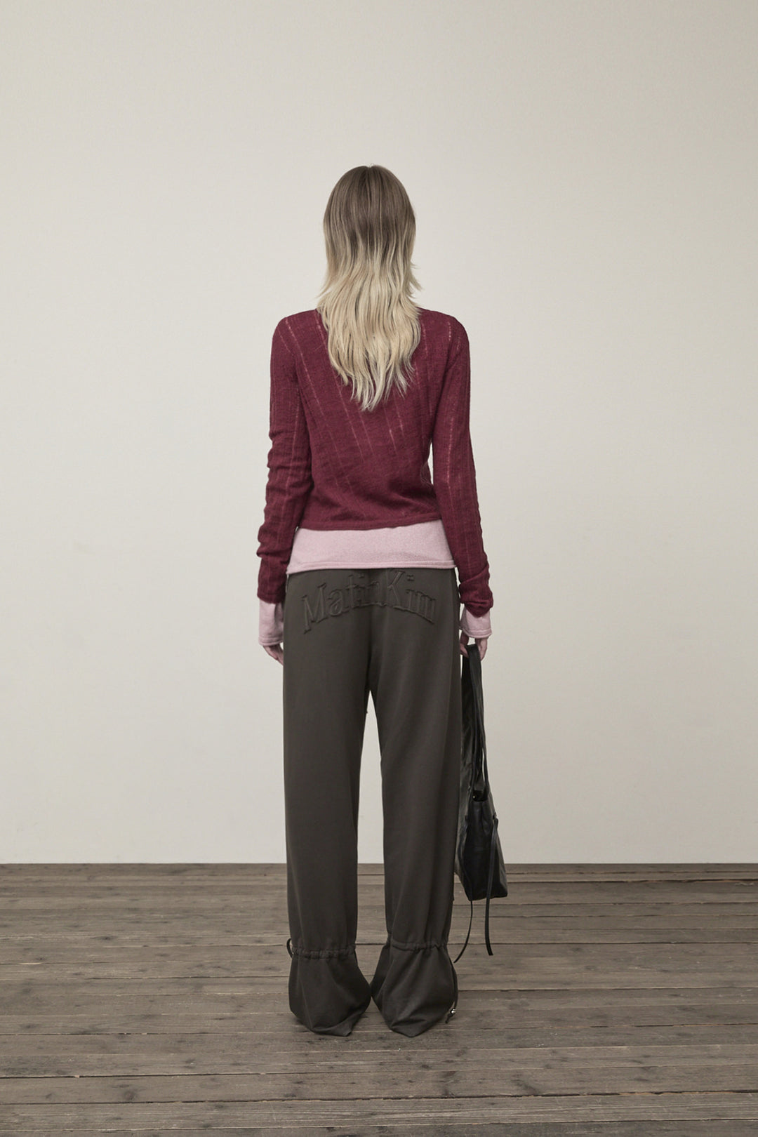 Matin Kim Diagonal Texture Knit Top — Burgundy