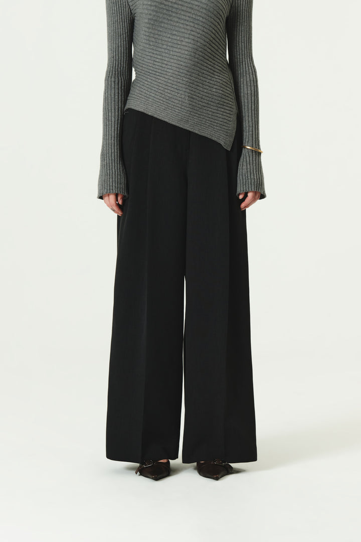 KIMMATIN Back Yoke Detail Wide Trouser — Charcoal