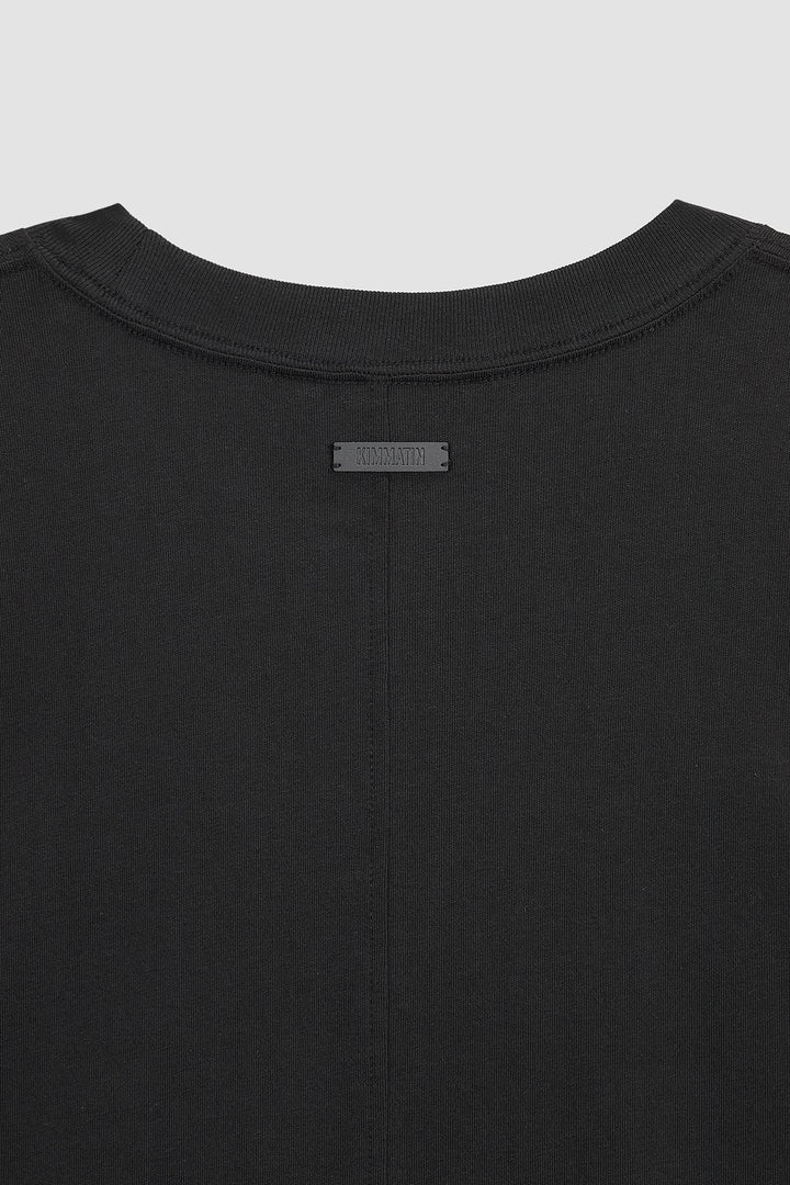 KIMMATIN Logo Embroidery Oversize Top — Black