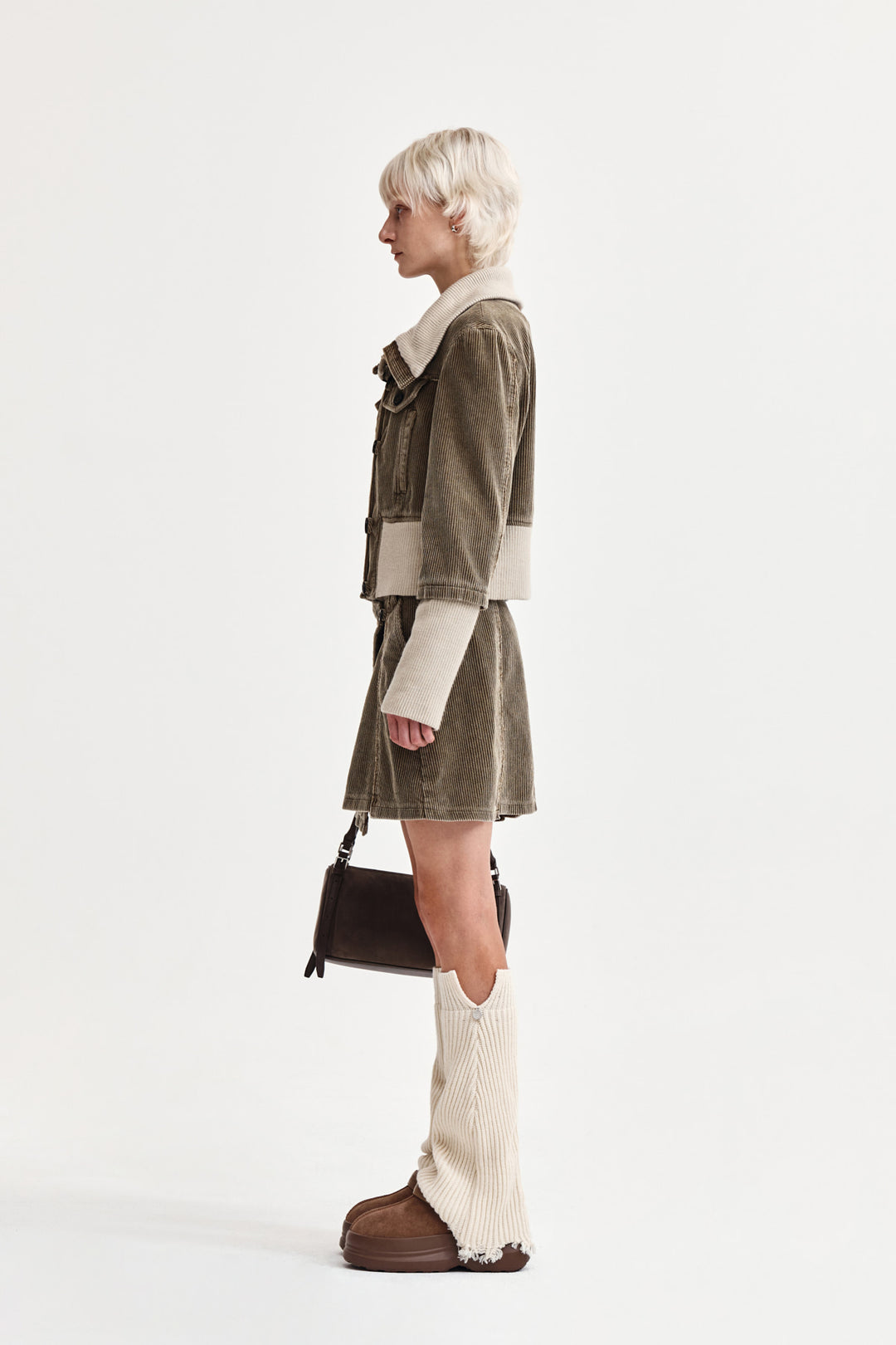 Matin Kim Washed Corduroy Bomber Jumper — Khaki